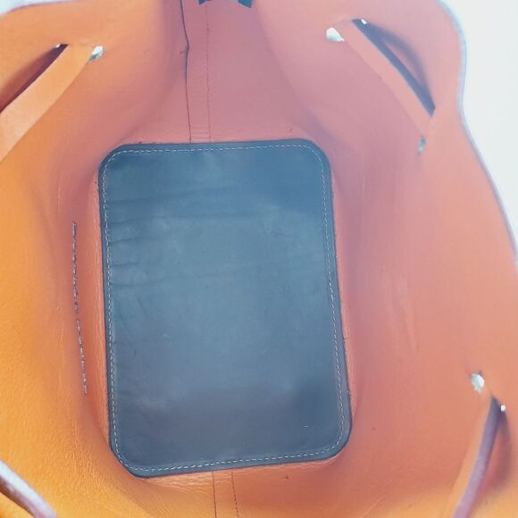 Dooney Bourke Serena Small Hobo Bucket Shoulder Bag Navy Orange - Picture 5 of 16